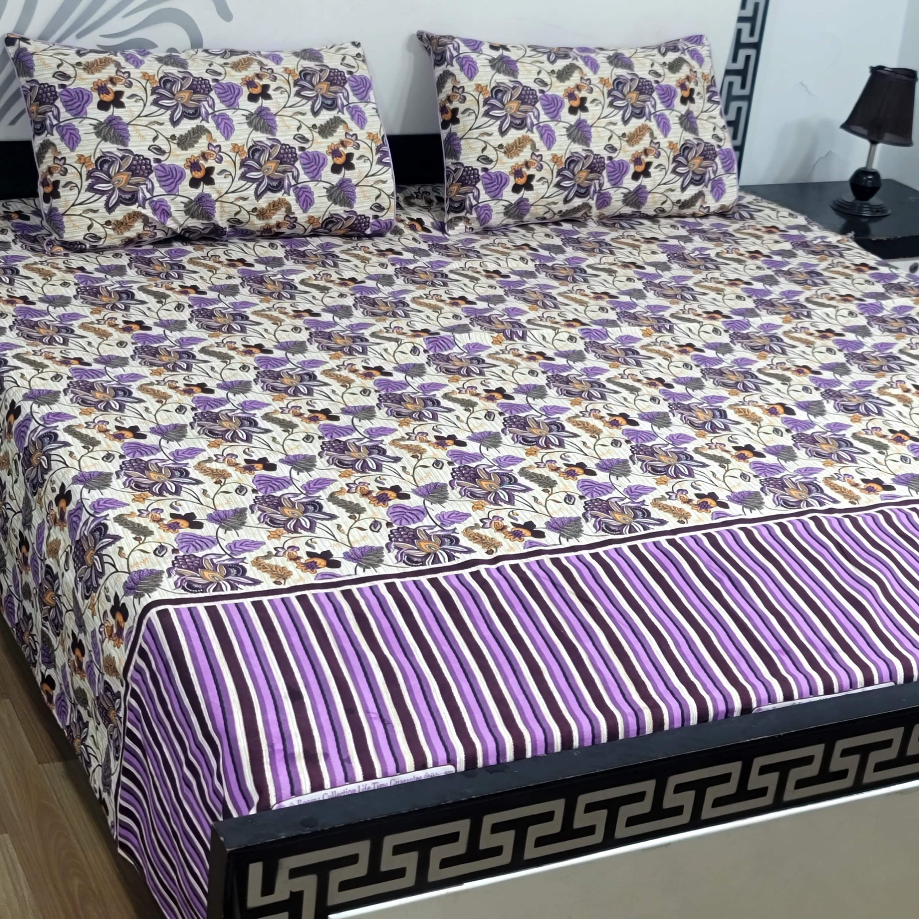 Sherwaan | 3D Crystal cotton single Bed Bedsheets